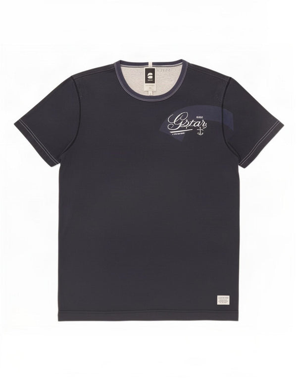 G-Star Mens Graphic T-Shirt Top Large Navy Blue Cotton