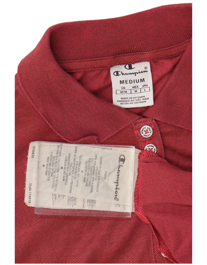 Champion Womens Polo Shirt UK 12 Medium Red Cotton