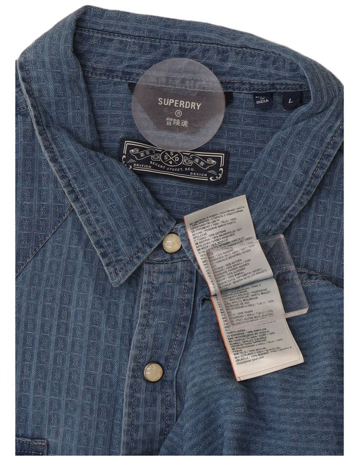 Superdry Mens Shirt Large Blue Check Cotton