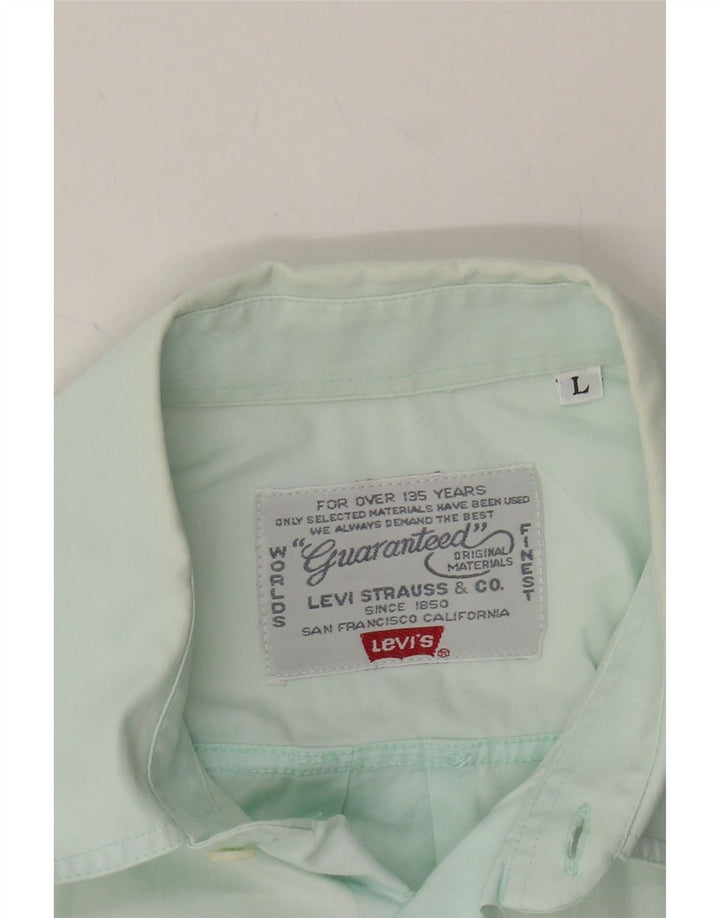 LEVI'S Mens Short Sleeve Shirt Large Green Cotton Vintage Levi's and Second-Hand Levi's from Messina Hembry 
