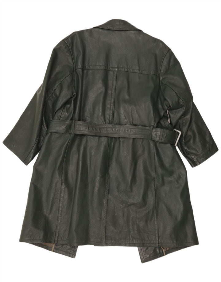 Vintage Womens Leather Coat UK 16 Large Green