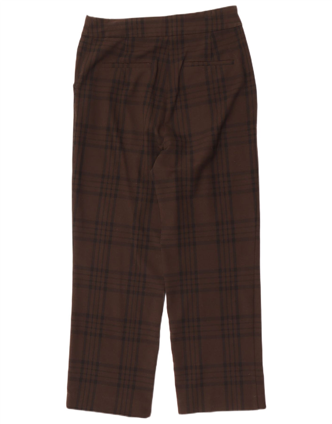 Zara Womens Straight Chino Trousers Large W30 L29 Brown Check Polyester