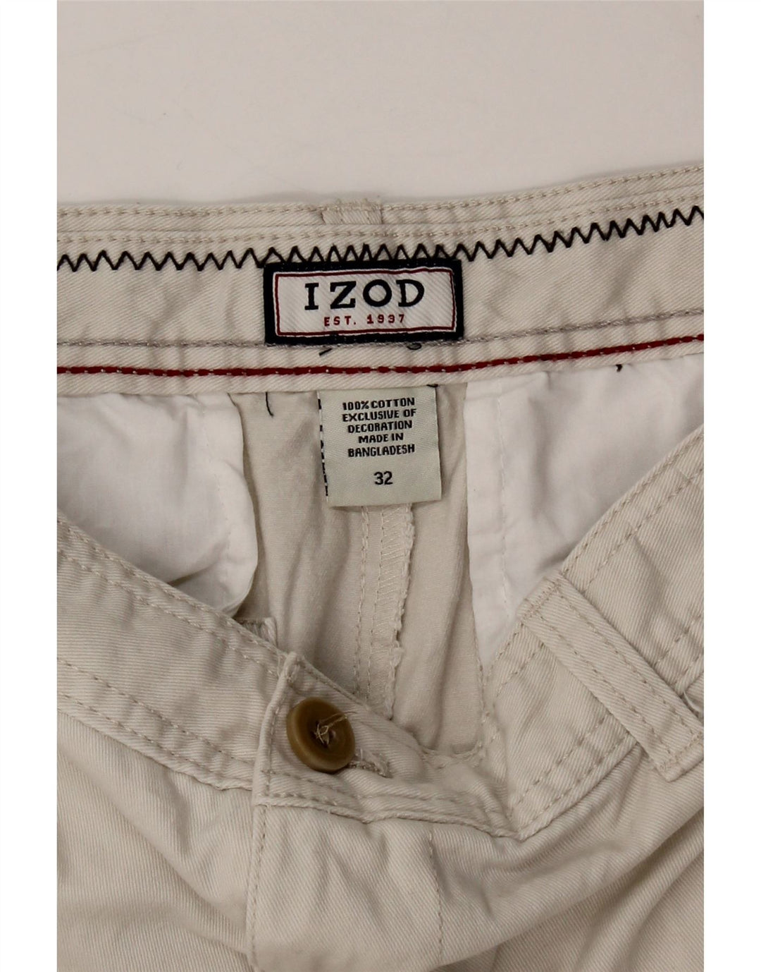 IZOD Mens Cargo Shorts W32 Medium Off White Cotton Vintage Izod and Second-Hand Izod from Messina Hembry 