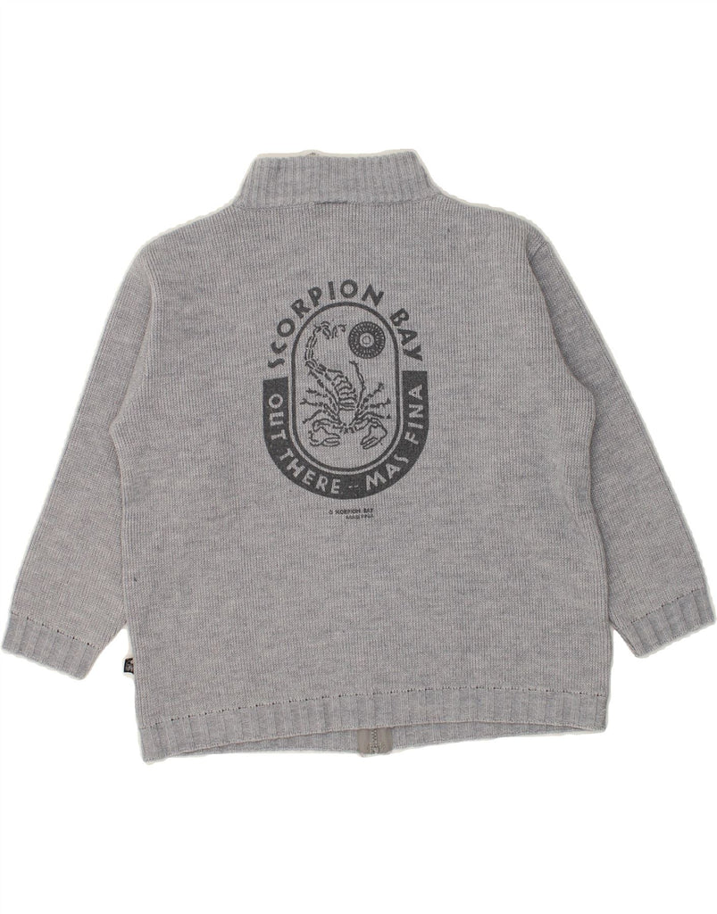 SCORPION BAY Boys Graphic Cardigan Sweater 10-11 Years Grey Acrylic | Vintage Scorpion Bay | Thrift | Second-Hand Scorpion Bay | Used Clothing | Messina Hembry 