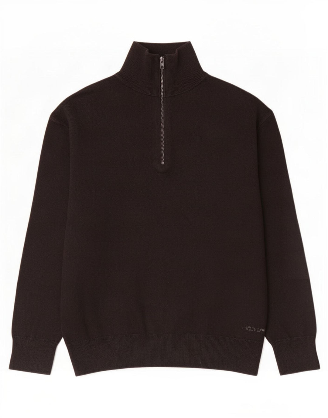 Zara Mens Zip Neck Jumper Sweater Medium Black Cotton