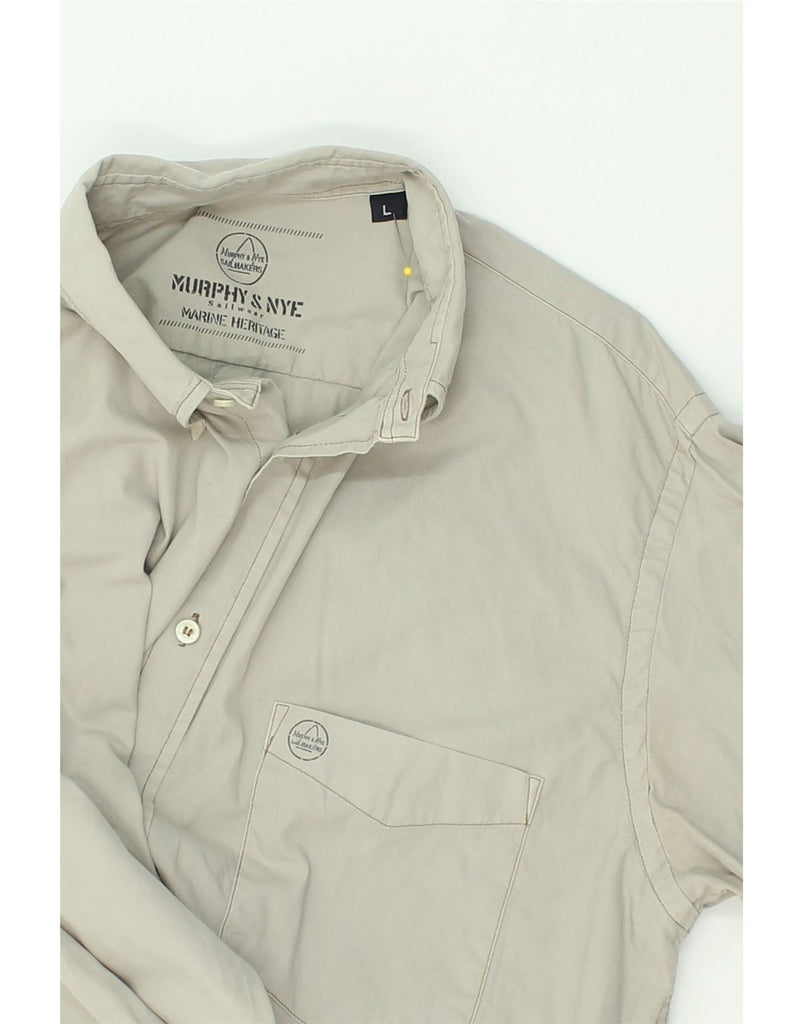 MURPHY & NYE Mens Marine Heritage Shirt Large Grey Cotton | Vintage Murphy & Nye | Thrift | Second-Hand Murphy & Nye | Used Clothing | Messina Hembry 