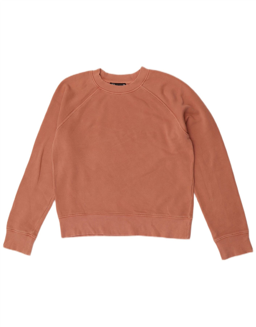 Zara Womens Crop Sweatshirt Jumper UK 14 Medium Pink Cotton