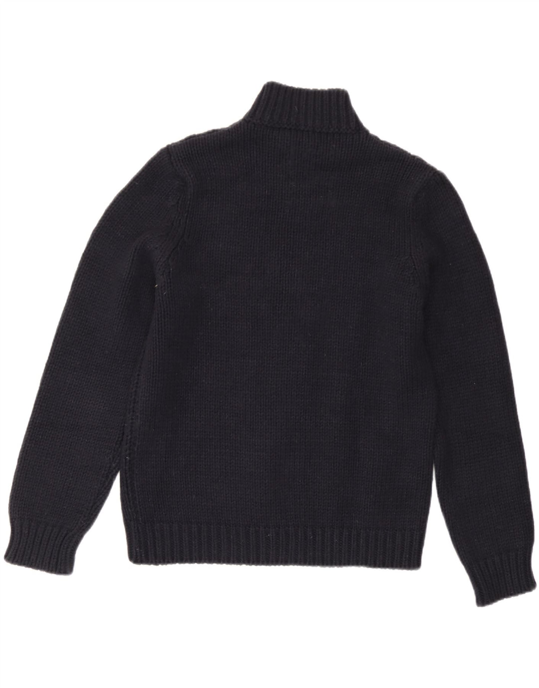 Sisley Womens Turtle Neck Jumper Sweater UK 14 Medium Navy Blue Wool