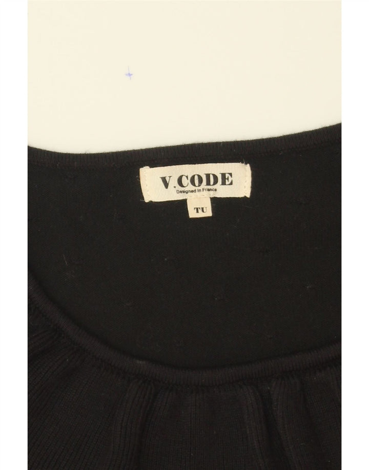 VINTAGE Womens Boat Neck Jumper Sweater UK 14 Medium Black Viscose Vintage Vintage and Second-Hand Vintage from Messina Hembry 