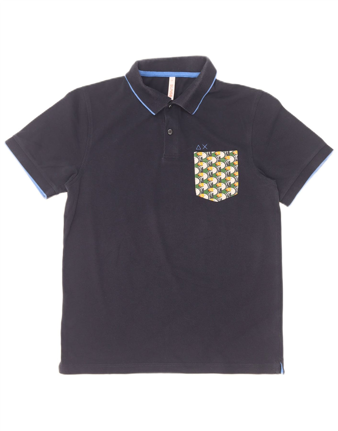 Sun68 Mens Polo Shirt Medium Navy Blue Cotton