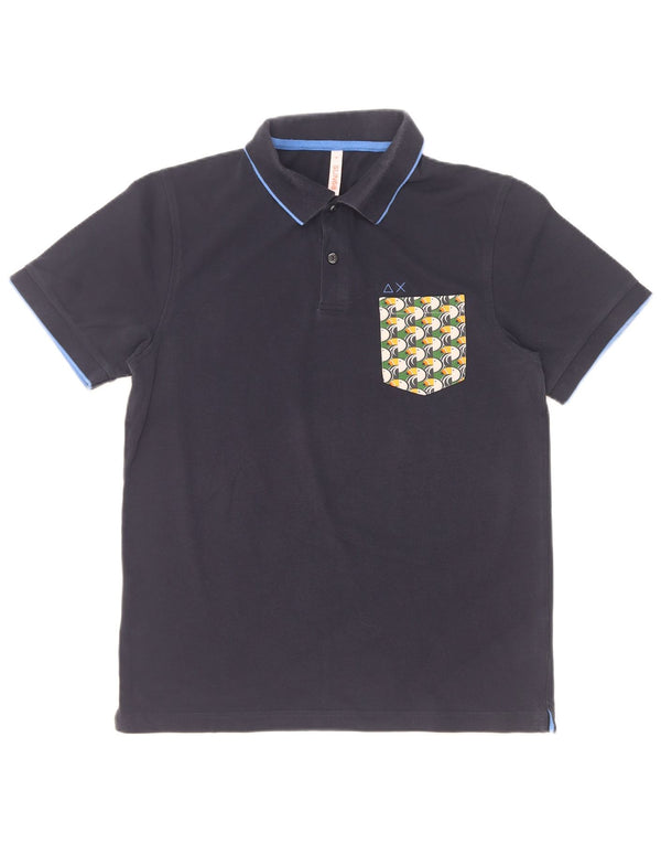 Sun68 Mens Polo Shirt Medium Navy Blue Cotton