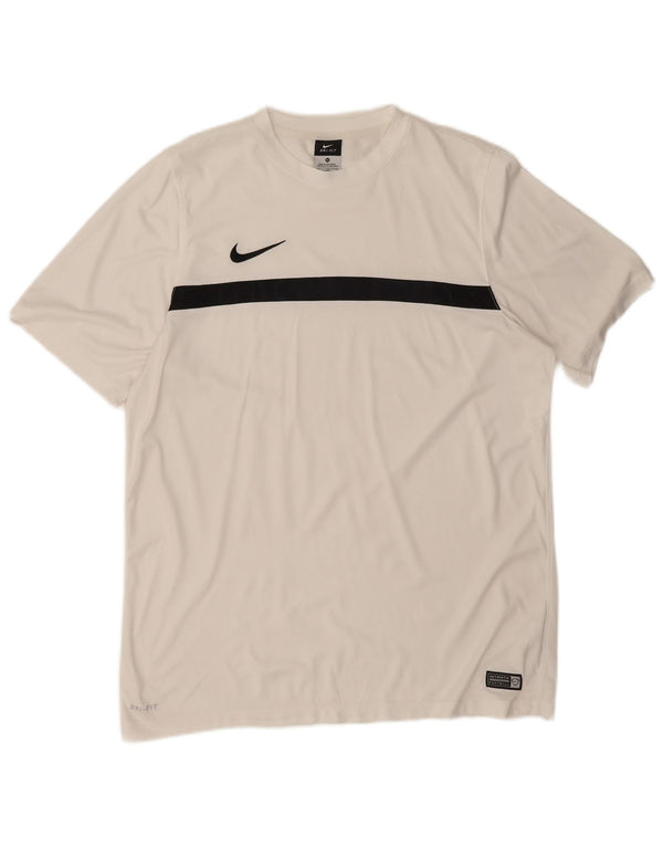 Nike Mens Dri Fit T-Shirt Top XL White Colourblock Polyester