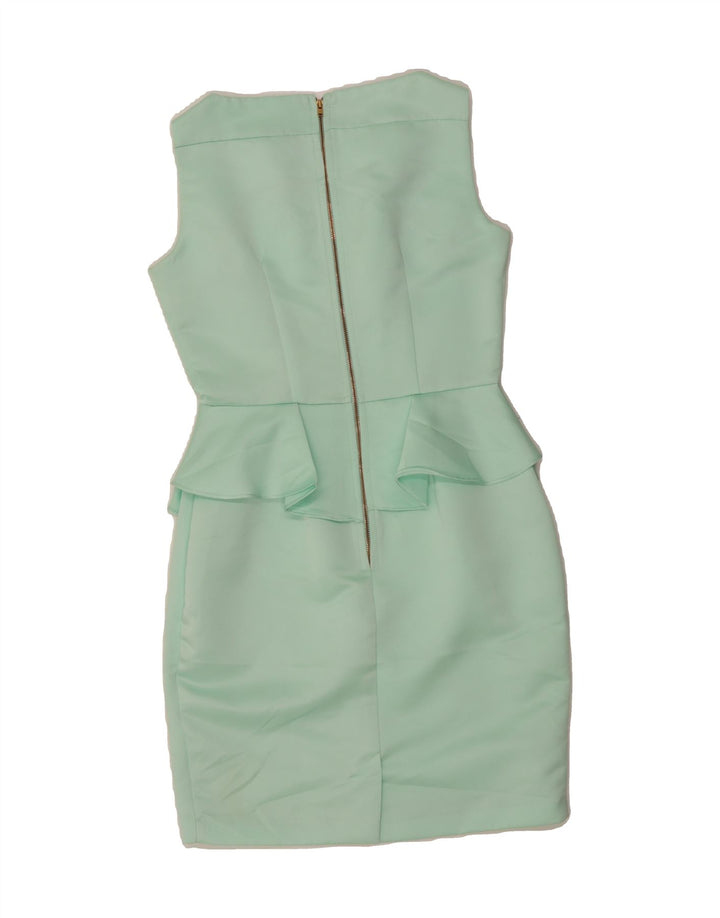 CLOSET Womens Sleeveless Peplum Dress UK 10 Small Turquoise Polyester Vintage CLOSET and Second-Hand CLOSET from Messina Hembry 