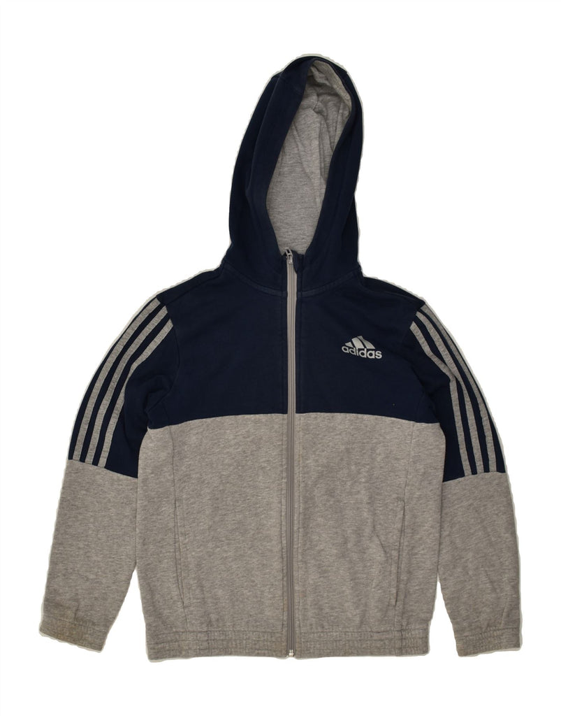 ADIDAS Boys Zip Hoodie Sweater 11-12 Years  Grey Colourblock Cotton | Vintage Adidas | Thrift | Second-Hand Adidas | Used Clothing | Messina Hembry 