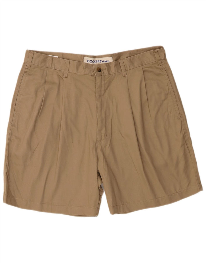 DOCKERS Mens Khakis Pegged Chino Shorts W36 Large  Beige Cotton