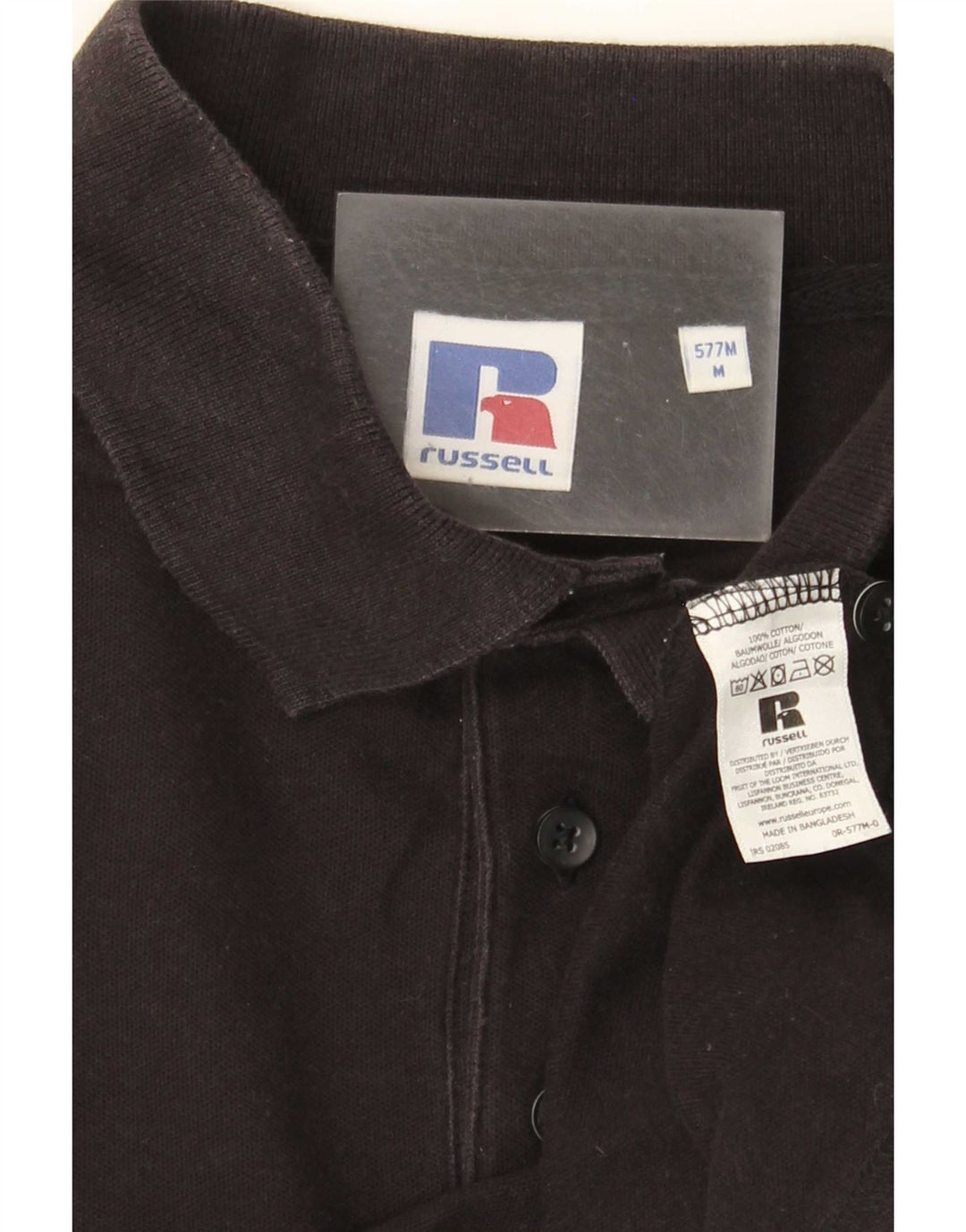 Russell Athletic Mens Polo Shirt Medium Black Cotton