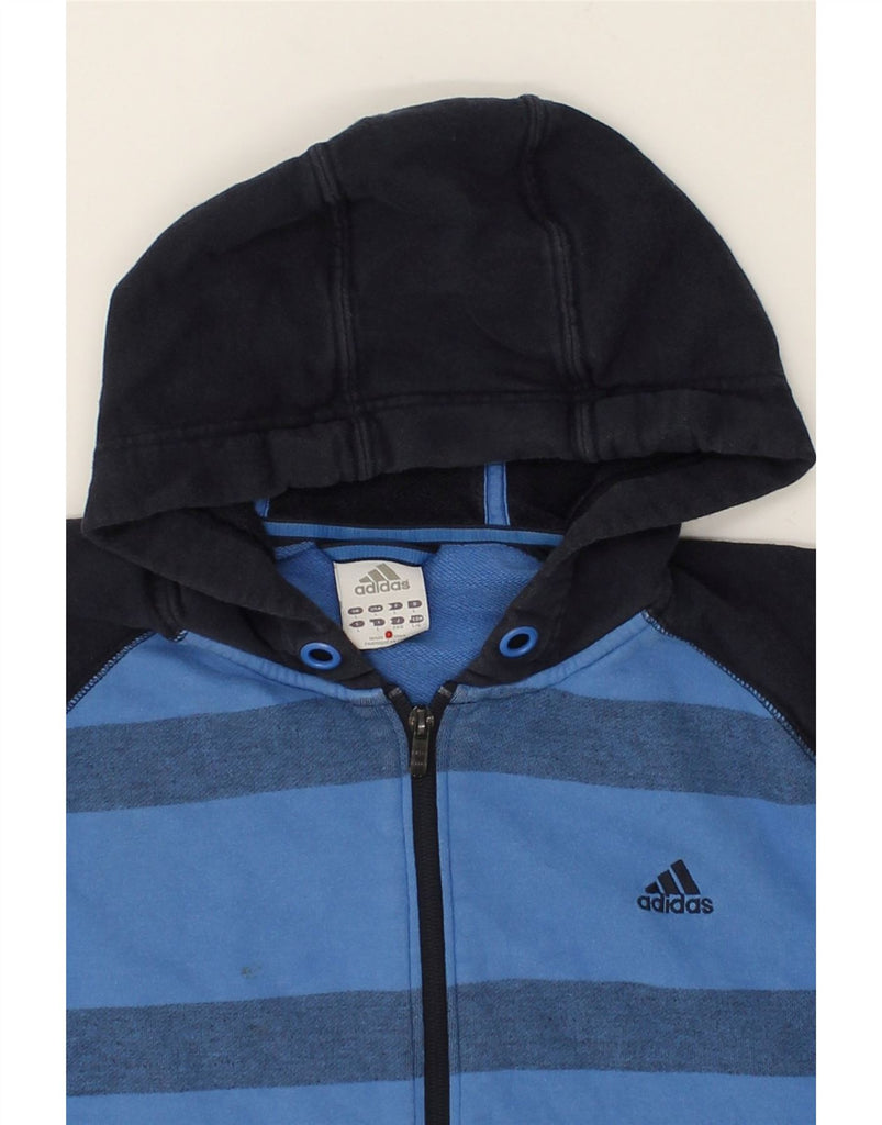 ADIDAS Mens Zip Hoodie Sweater Large Navy Blue Striped Cotton | Vintage Adidas | Thrift | Second-Hand Adidas | Used Clothing | Messina Hembry 