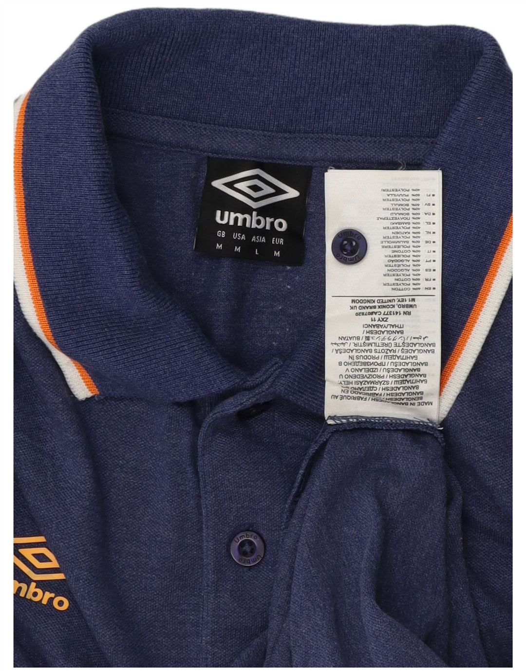 UMBRO Mens Polo Shirt Medium Navy Blue Cotton