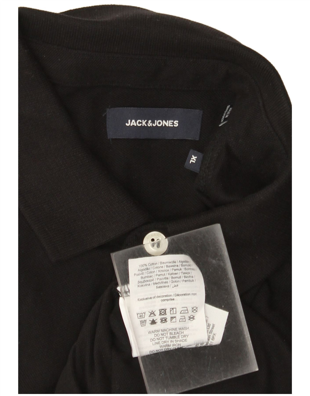 Jack & Jones Mens Polo Shirt XL Black Cotton