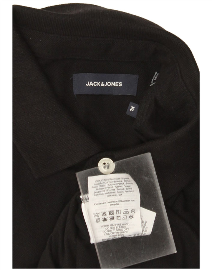 Jack & Jones Mens Polo Shirt XL Black Cotton