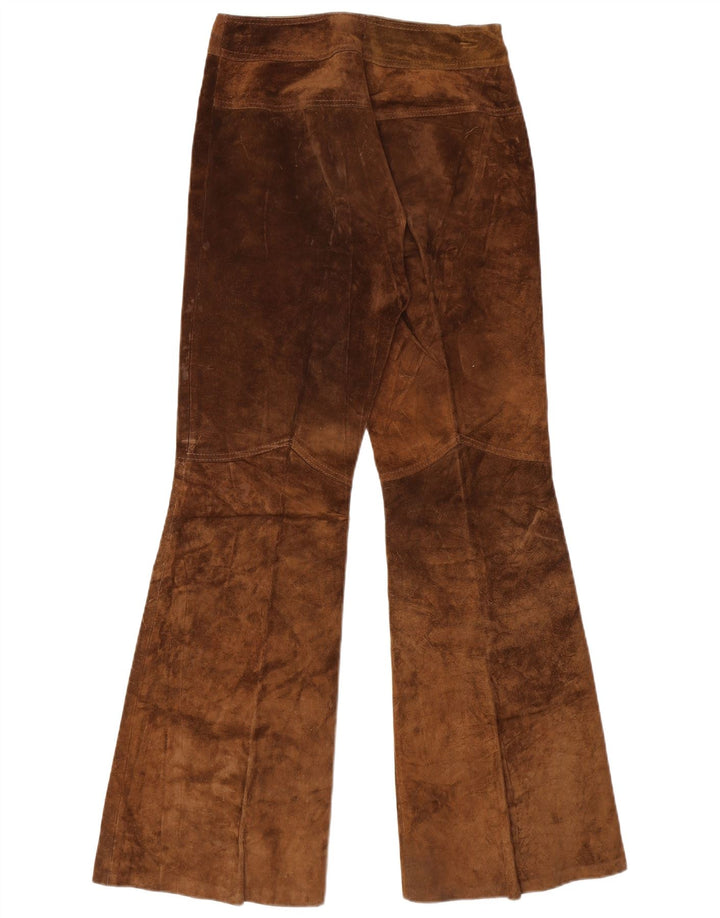 Vintage Womens Flare Suede Trousers W30 L32 Brown
