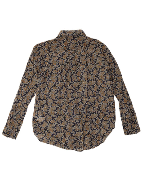 Gant Womens Oversized Shirt UK 8 Small Navy Blue Paisley Cotton