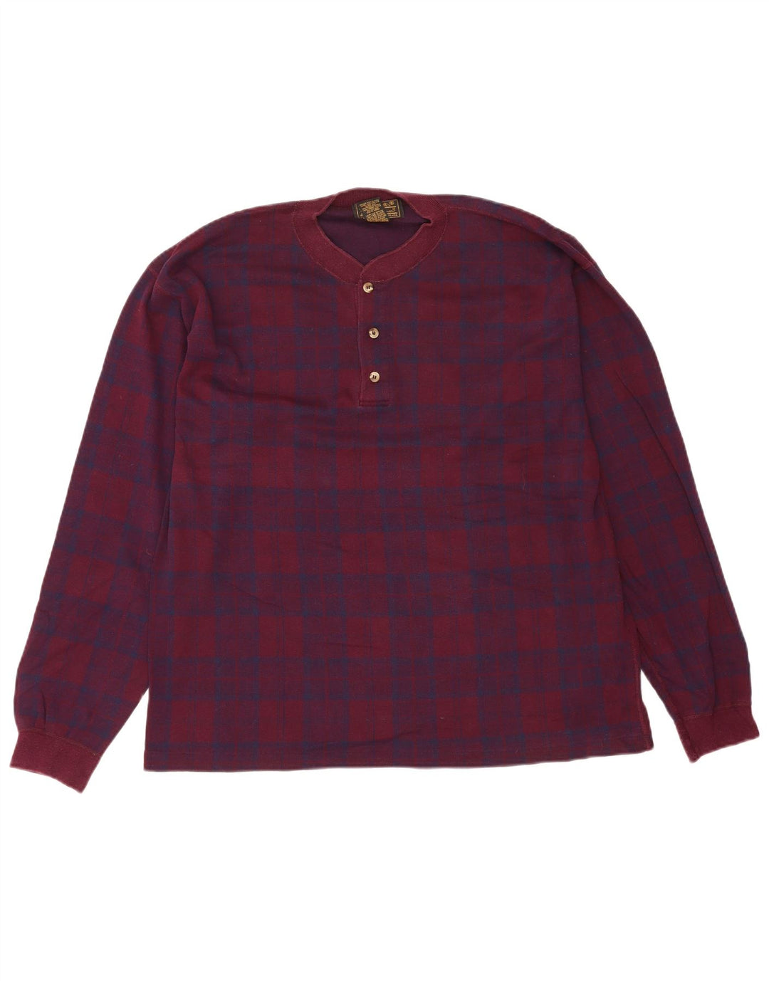 Eddie Bauer Mens Top Long Sleeve Large Burgundy Check Cotton