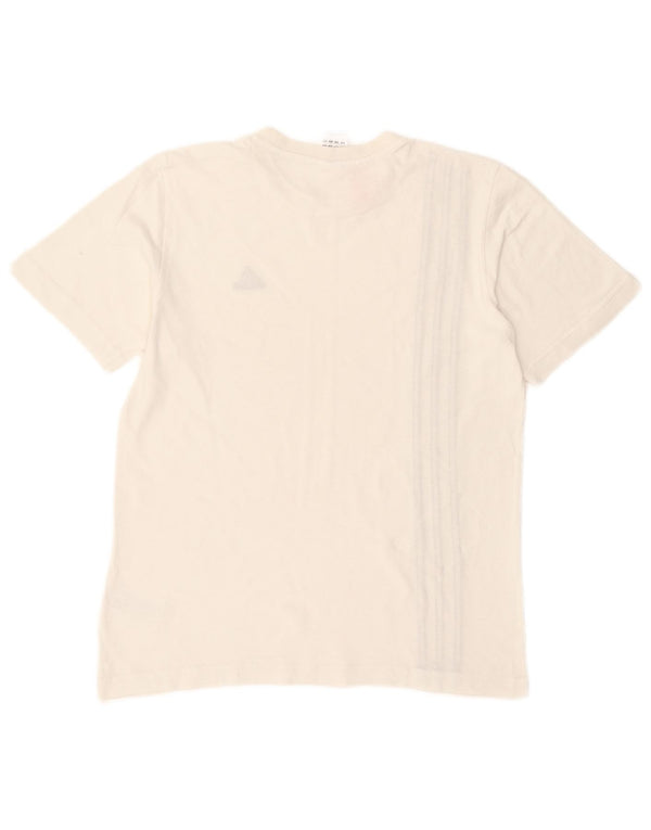 Adidas Boys T-Shirt Top 13-14 Years Off White Cotton