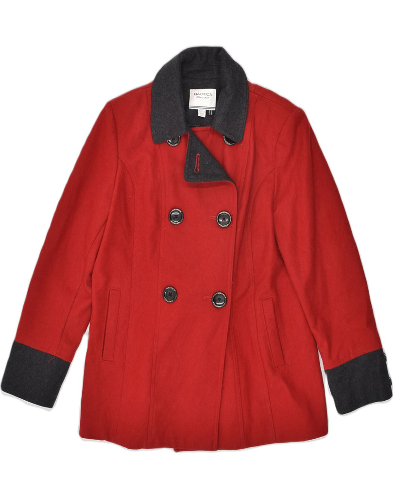 NAUTICA Womens Pea Coat UK 16 Large Red Wool | Vintage Nautica | Thrift | Second-Hand Nautica | Used Clothing | Messina Hembry 