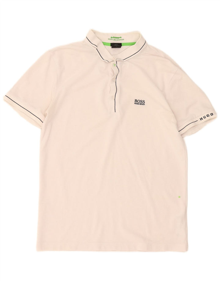 Hugo Boss Mens Polo Shirt Small White Cotton