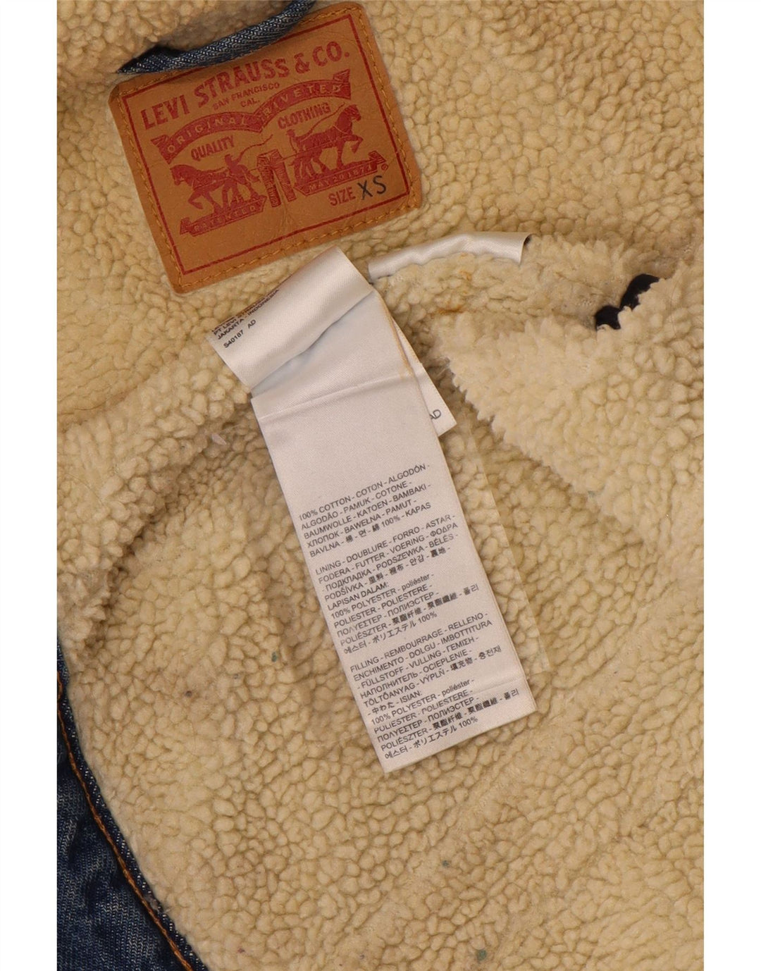 LEVI'S Womens Denim Sherpa Jacket UK 6 XS Blue Cotton