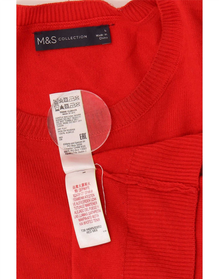 Marks & Spencer Womens Boat Neck Jumper Sweater UK 16 Large Red