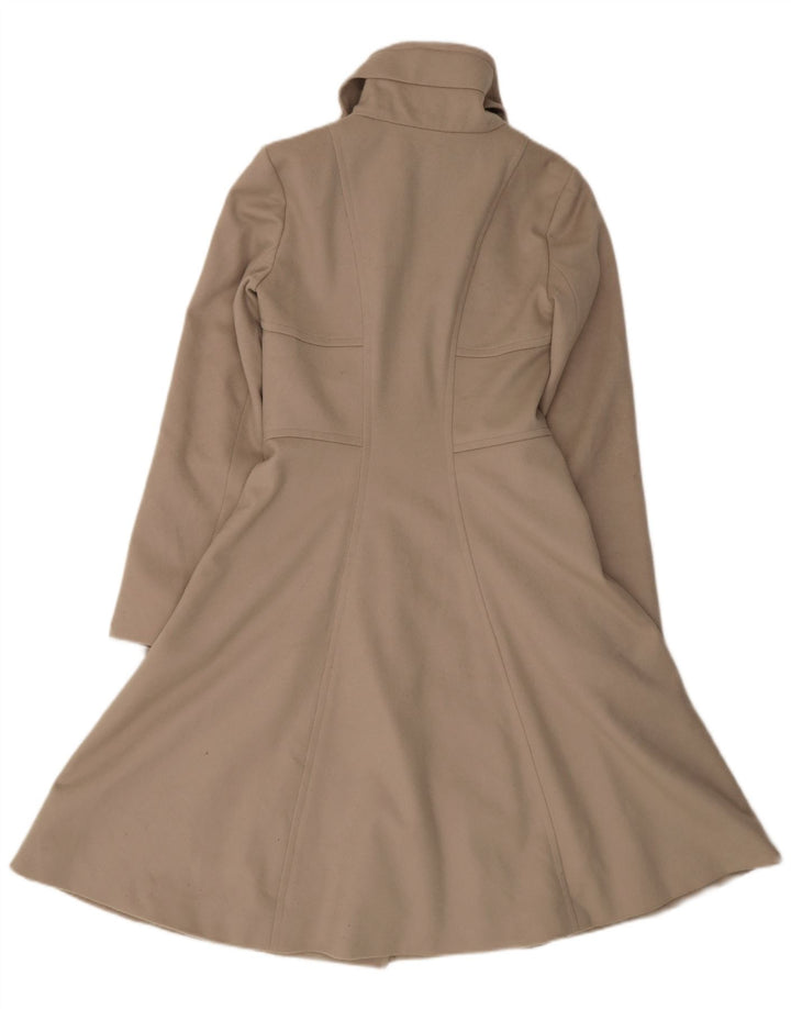 Reiss Womens Double Breasted Coat UK 6 XS Beige Virgin Wool