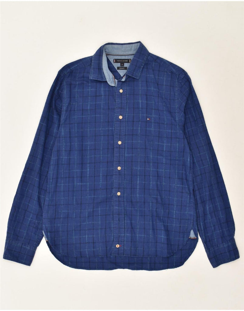 TOMMY HILFIGER Mens Regular Fit Shirt Medium Blue Check Cotton | Vintage Tommy Hilfiger | Thrift | Second-Hand Tommy Hilfiger | Used Clothing | Messina Hembry 