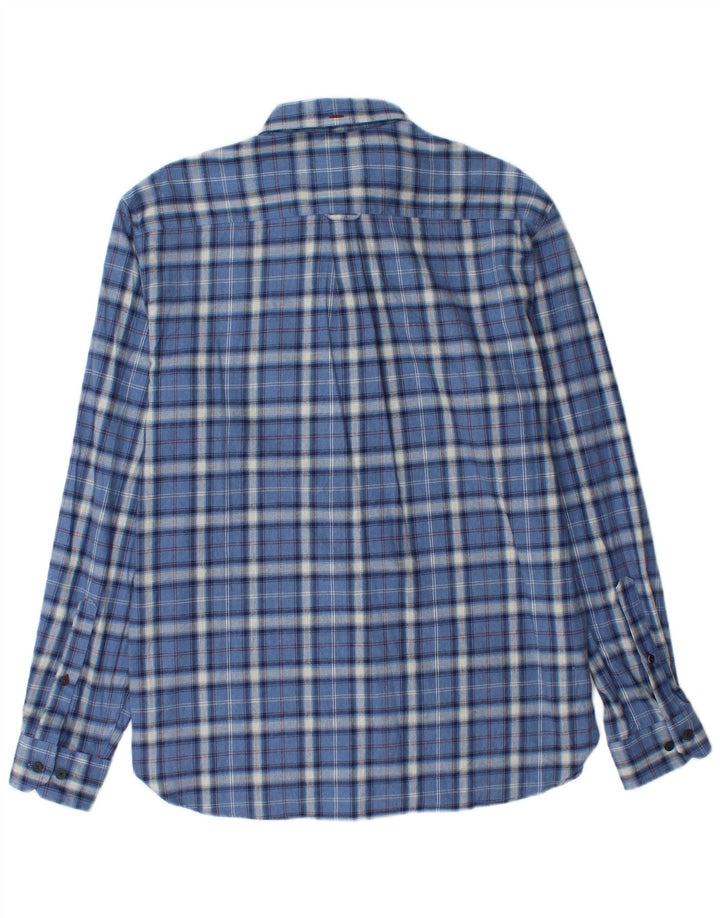 MARKS & SPENCER Mens Blue Harbour Flannel Shirt Medium Blue Plaid