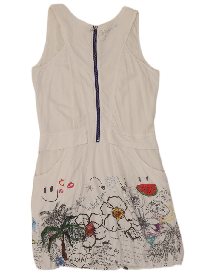 DESIGUAL Womens Graphic Sleeveless Bubble Dress EU 40 Medium White Floral