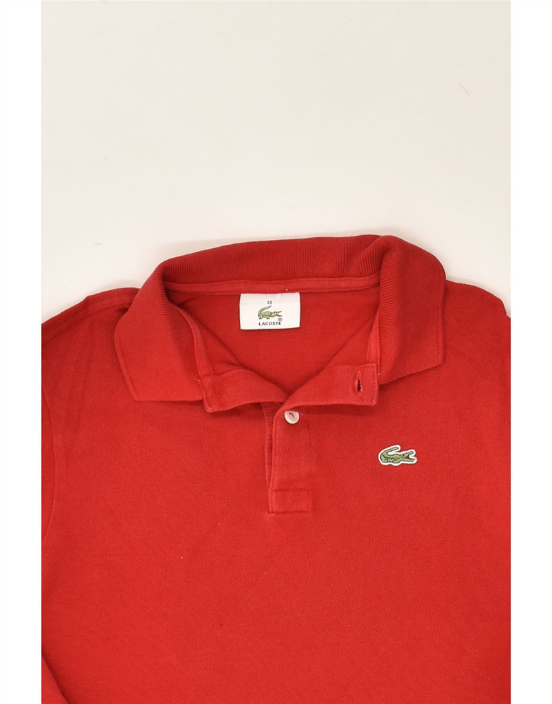 LACOSTE Boys Long Sleeve Polo Shirt 9-10 Years Red Cotton | Vintage Lacoste | Thrift | Second-Hand Lacoste | Used Clothing | Messina Hembry 