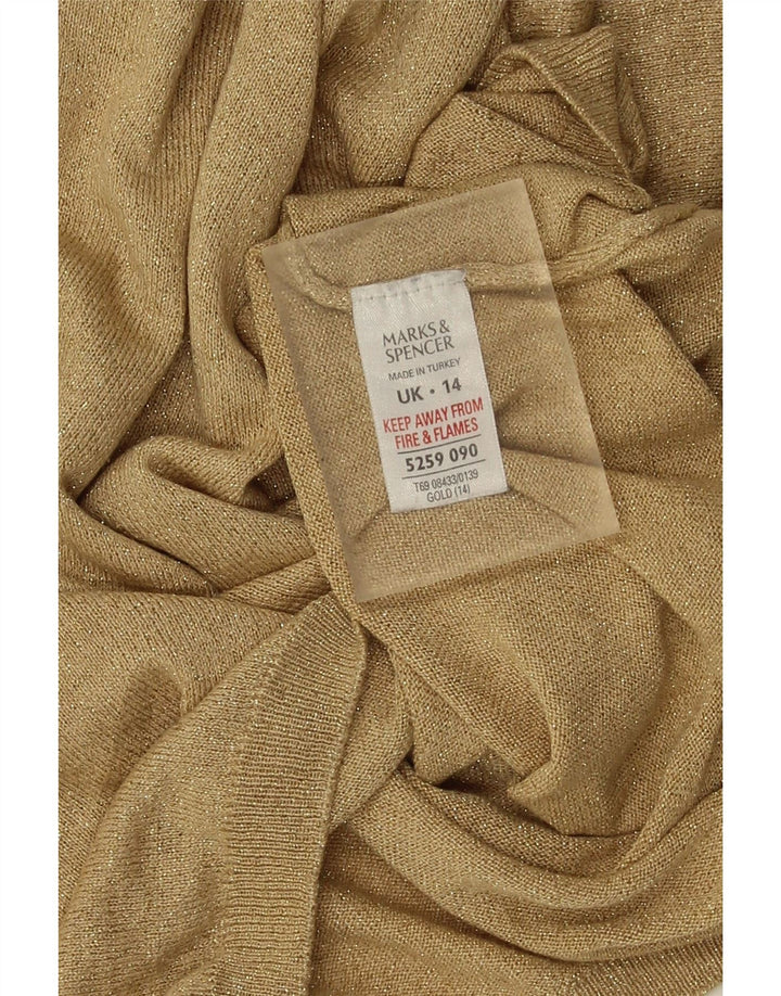 Marks & Spencer Womens Roll Neck Jumper Sweater UK 14 Large Gold Flecked