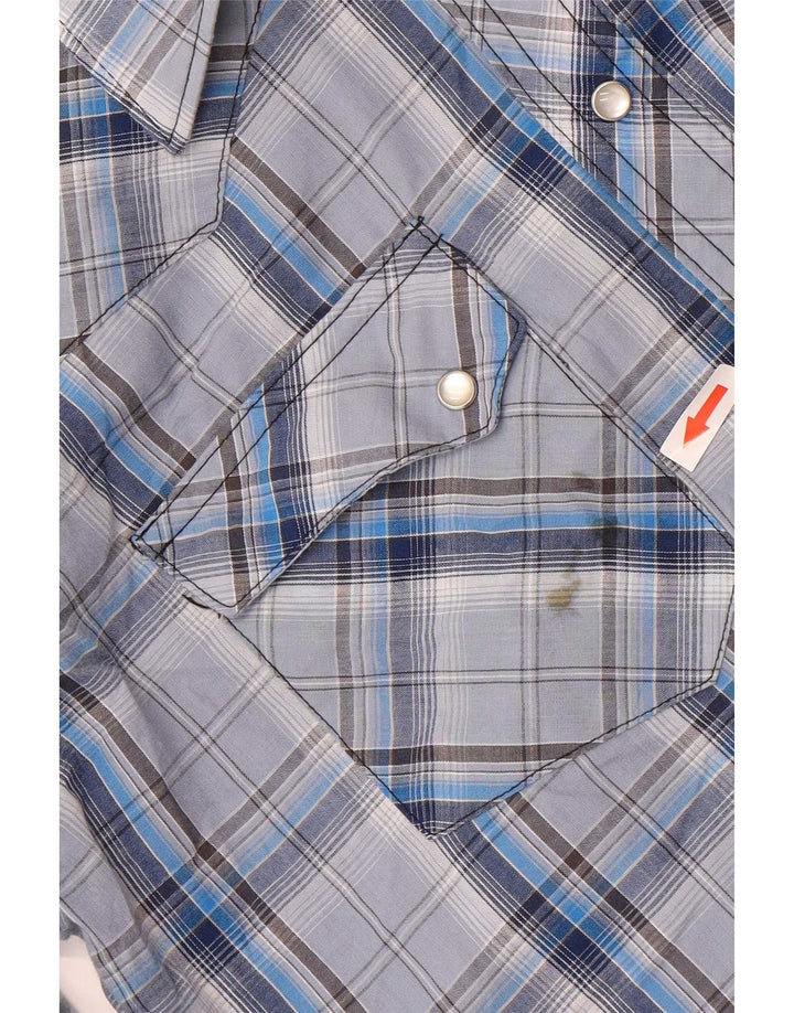 Wrangler Mens Shirt Medium Blue Check Cotton