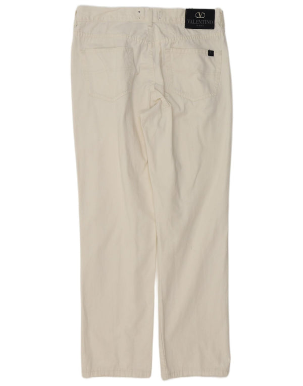 VALENTINO Mens Straight Casual Trousers W36 L31 White Cotton