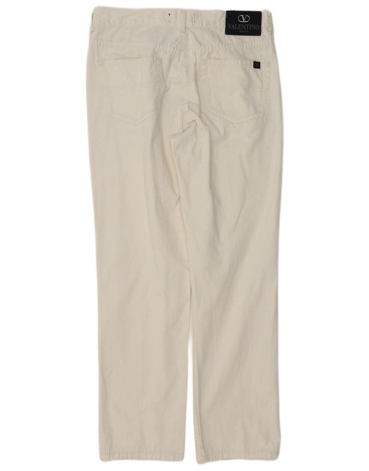 VALENTINO Mens Straight Casual Trousers W36 L31 White Cotton