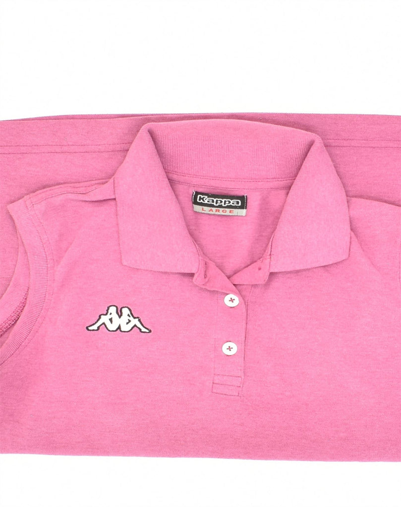 KAPPA Womens Sleeveless Polo Shirt UK 14 Large Pink Cotton | Vintage Kappa | Thrift | Second-Hand Kappa | Used Clothing | Messina Hembry 