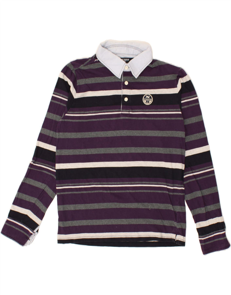 NORTH SAILS Mens Long Sleeve Rugby Polo Shirt Medium Purple Striped Cotton | Vintage North Sails | Thrift | Second-Hand North Sails | Used Clothing | Messina Hembry 