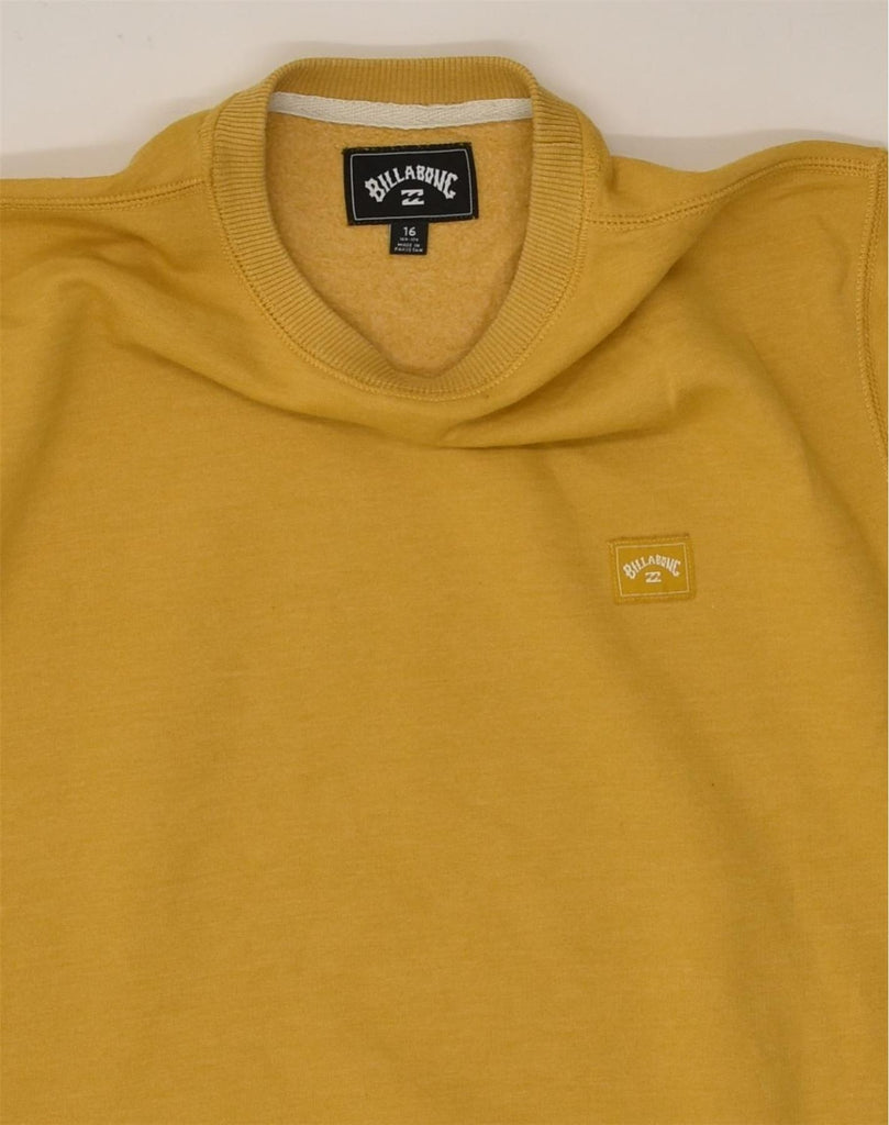 BILLABONG Boys Sweatshirt Jumper 15-16 Years Yellow Cotton | Vintage Billabong | Thrift | Second-Hand Billabong | Used Clothing | Messina Hembry 