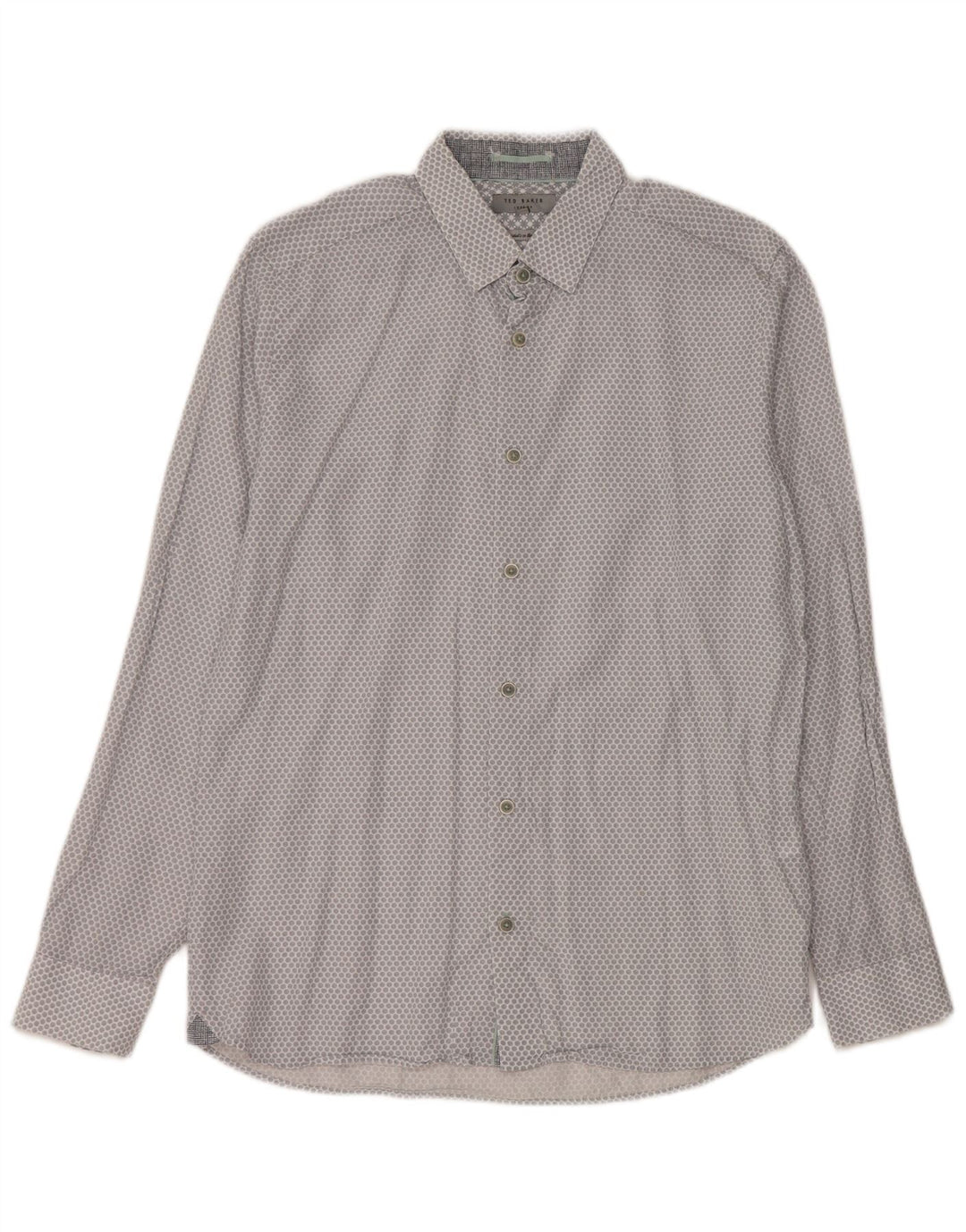 Ted Baker Mens Shirt Size 3 Medium Grey Spotted Lyocell