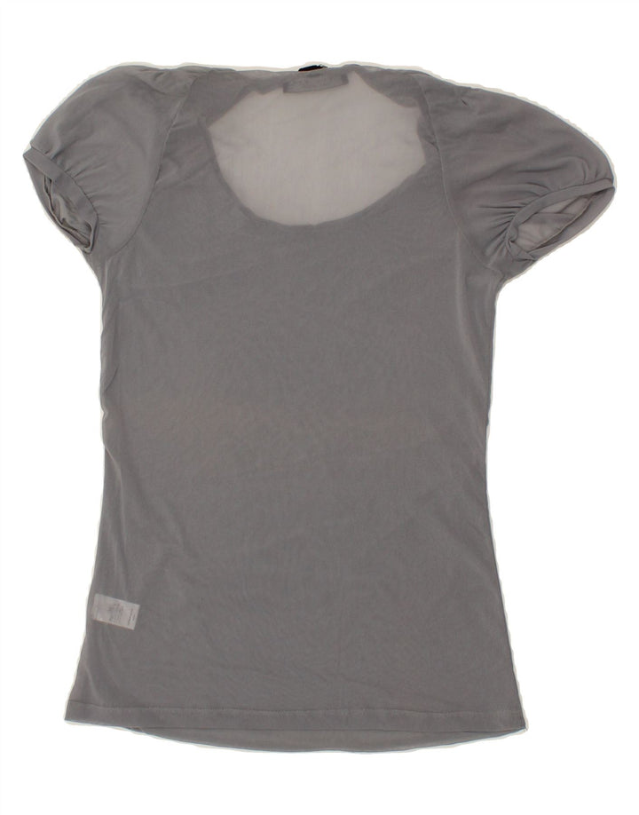 TWIN-SET Womens See Through Top UK 12 Medium Grey Nylon Vintage Twin-Set and Second-Hand Twin-Set from Messina Hembry 