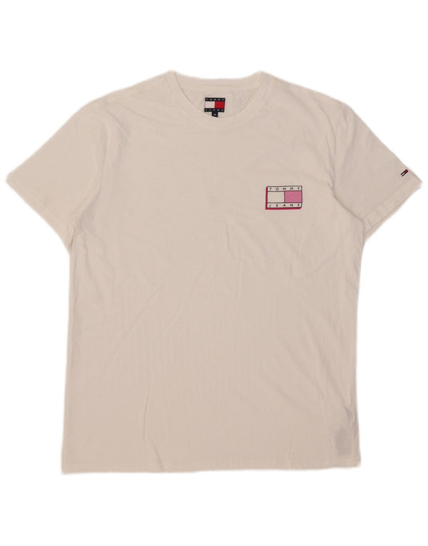 Tommy Hilfiger Mens T-Shirt Top Medium White Cotton