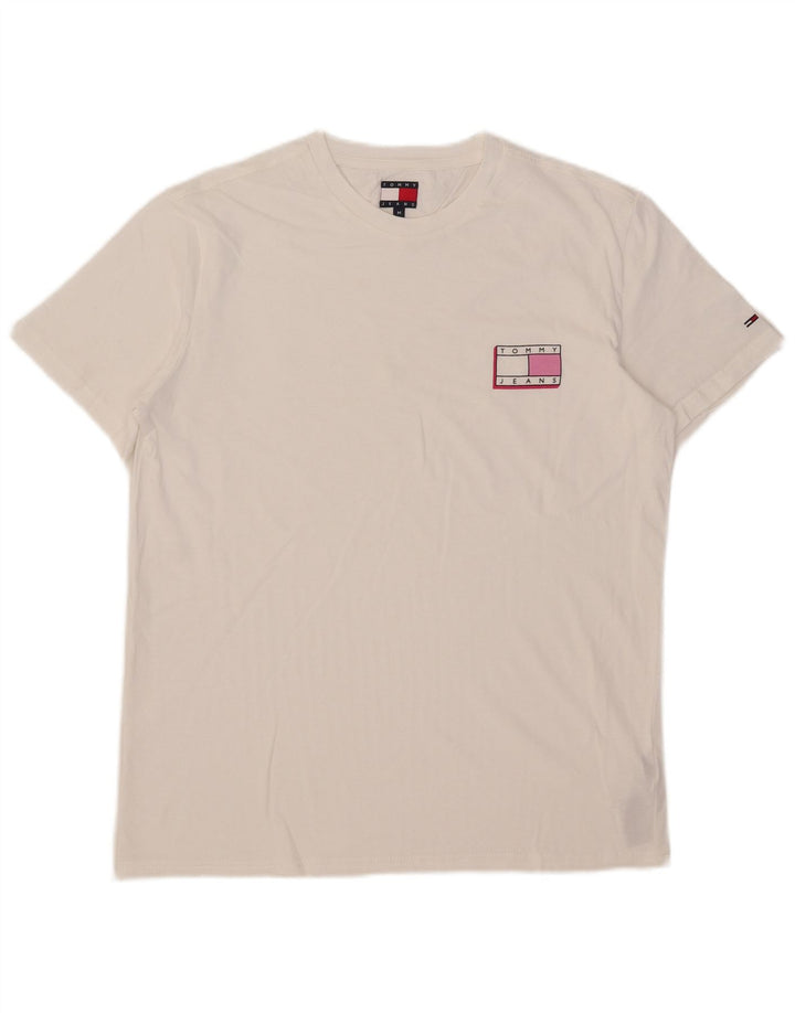 Tommy Hilfiger Mens T-Shirt Top Medium White Cotton
