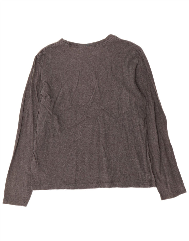 LOTTO Womens Top Long Sleeve UK 14 Large Grey Cotton