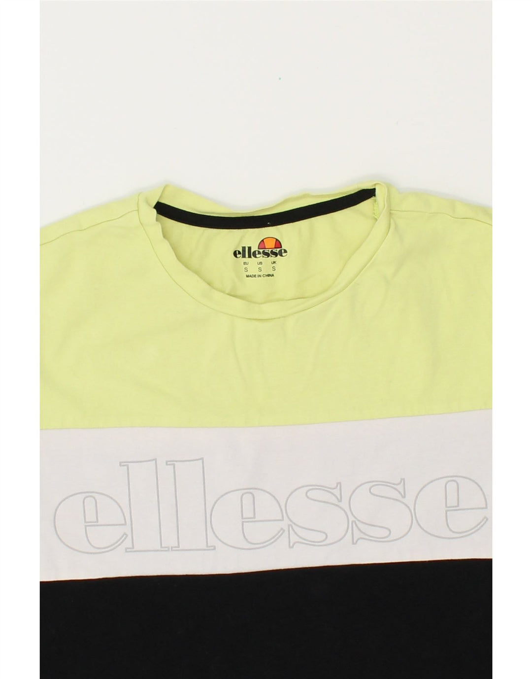 ELLESSE Mens Graphic T-Shirt Top Small Black Colourblock Cotton Vintage Ellesse and Second-Hand Ellesse from Messina Hembry 